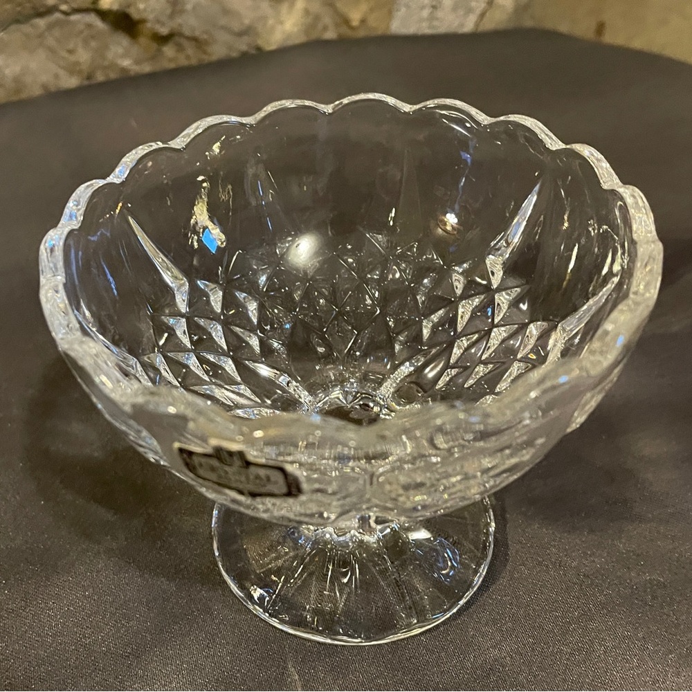 Vintage Lead Crystal Pedestal Dish by Zajecar, made in Yugoslavia